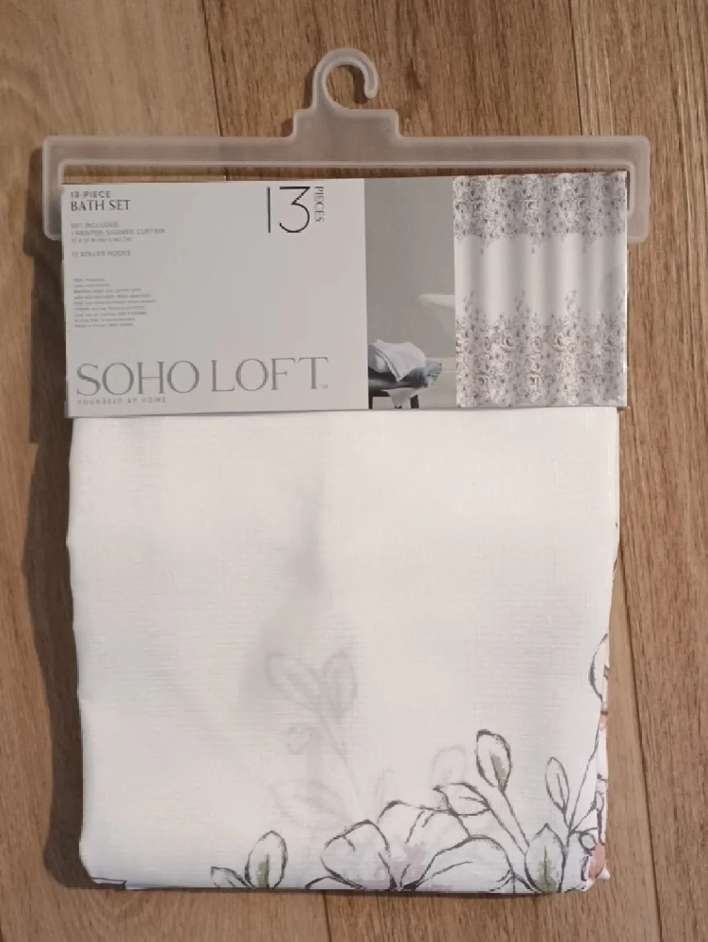 Soho Floral Shower Curtain - White, Blue, Green, Peach